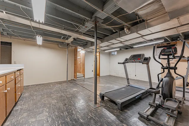 a view of a room with gym equipment