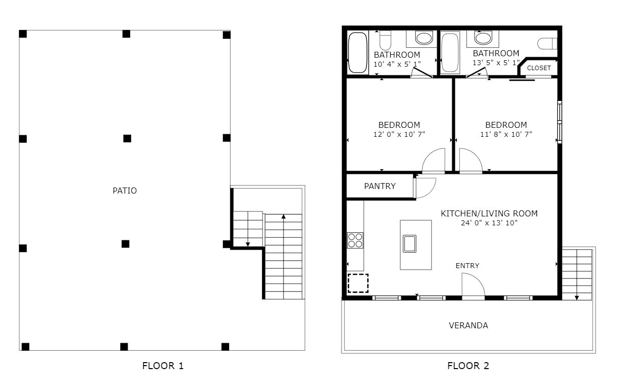 1057 Johnson Road Port Bolivar, TX 77650 - Photo 40 of 40 Your floor plan keeps everyday living together upstairs with two bedrooms, two bathrooms, an open kitchen and living area, pantry, and front veranda, while the spacious covered patio below gives you even more room to enjoy.