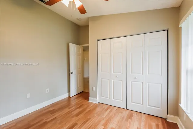 a view of a room with a window