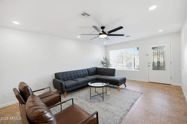 a living room with furniture