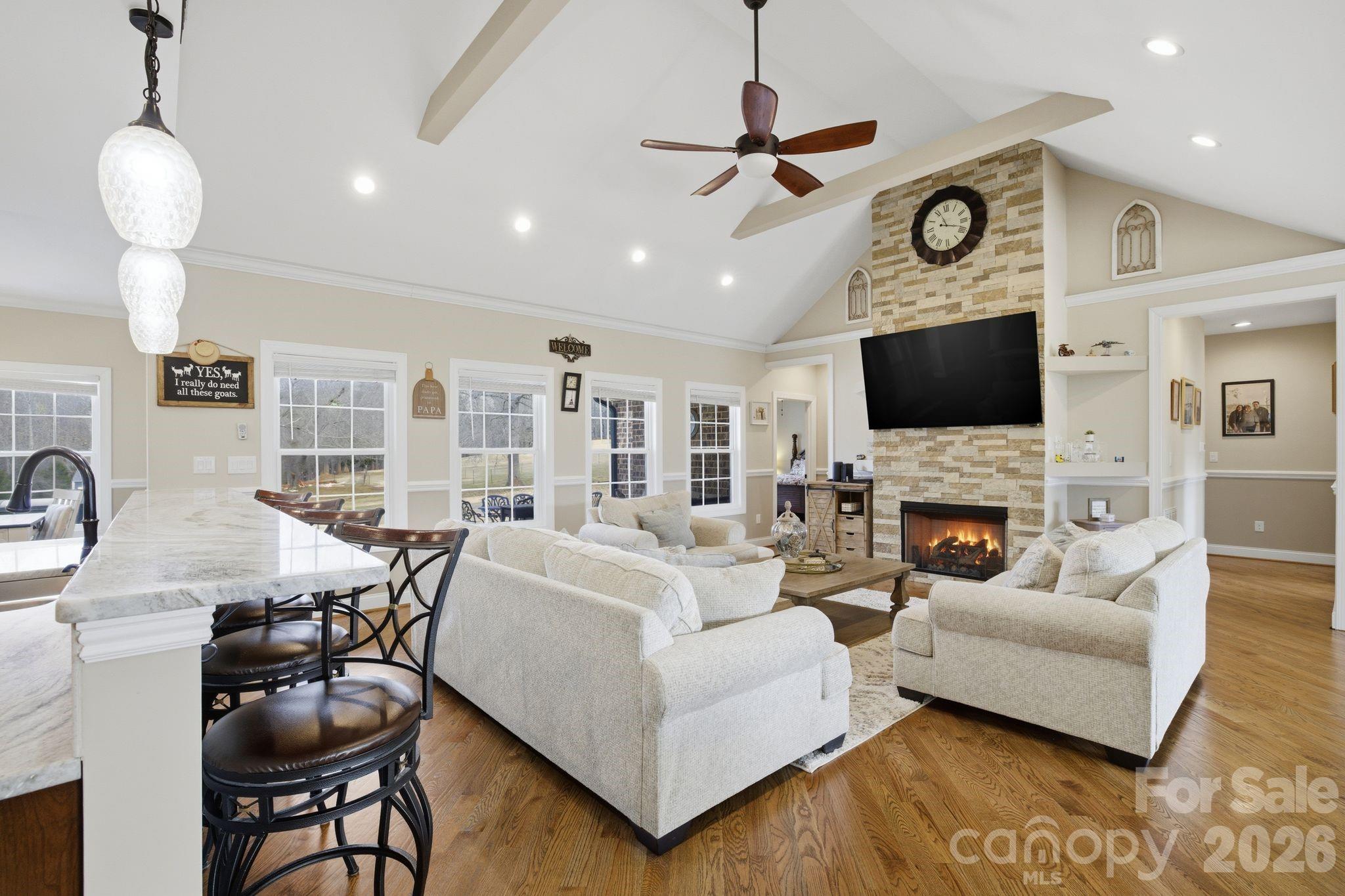 1370 Null Road, Unit 4 Lincolnton, NC 28092 - Photo 12 of 47 a living room with furniture a fireplace and a flat screen tv