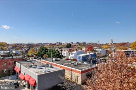 front view of an buildings with a street