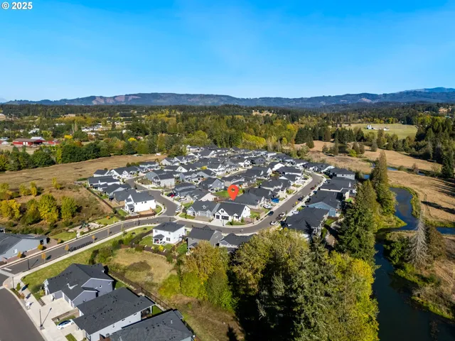 a view of a city with mountains in the background