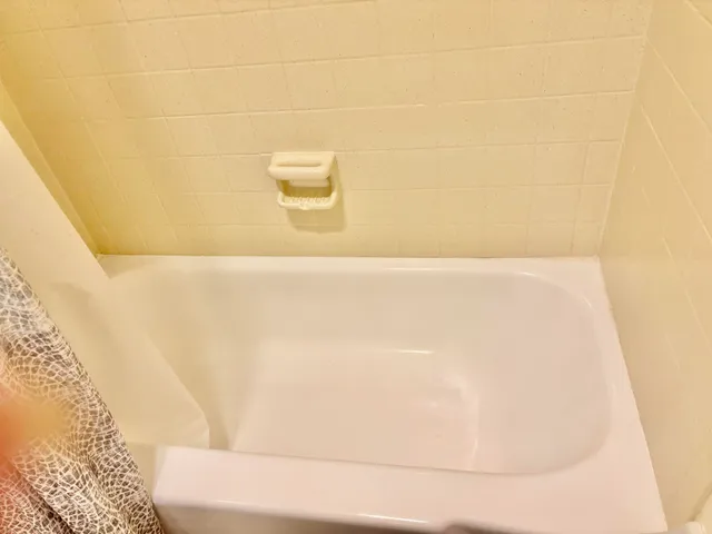 a view of a room with a window