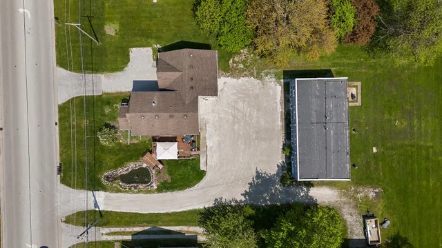 an aerial view of a house