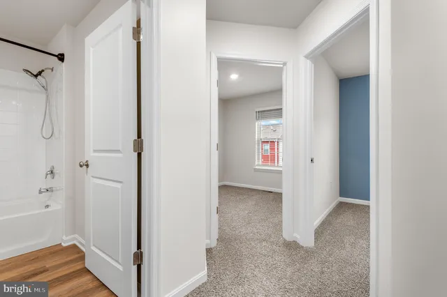 an empty room with closet