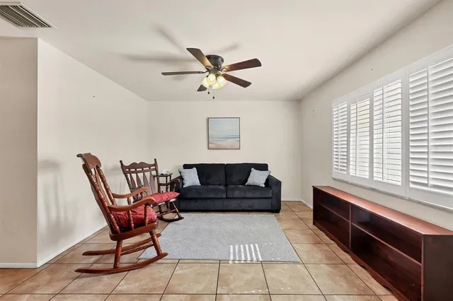 a living room with furniture