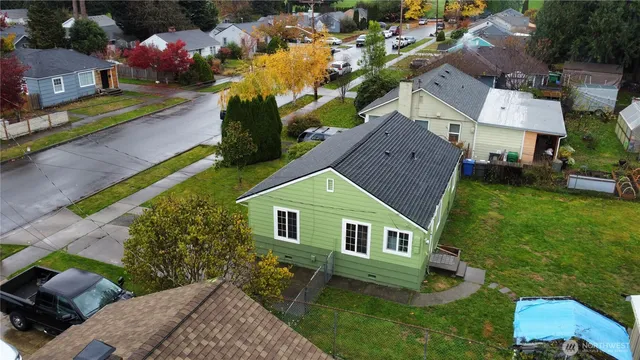 an aerial view of a house