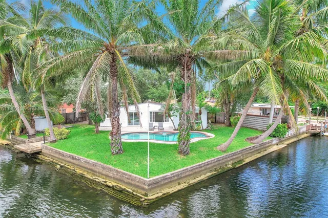 a view of a lake with a park