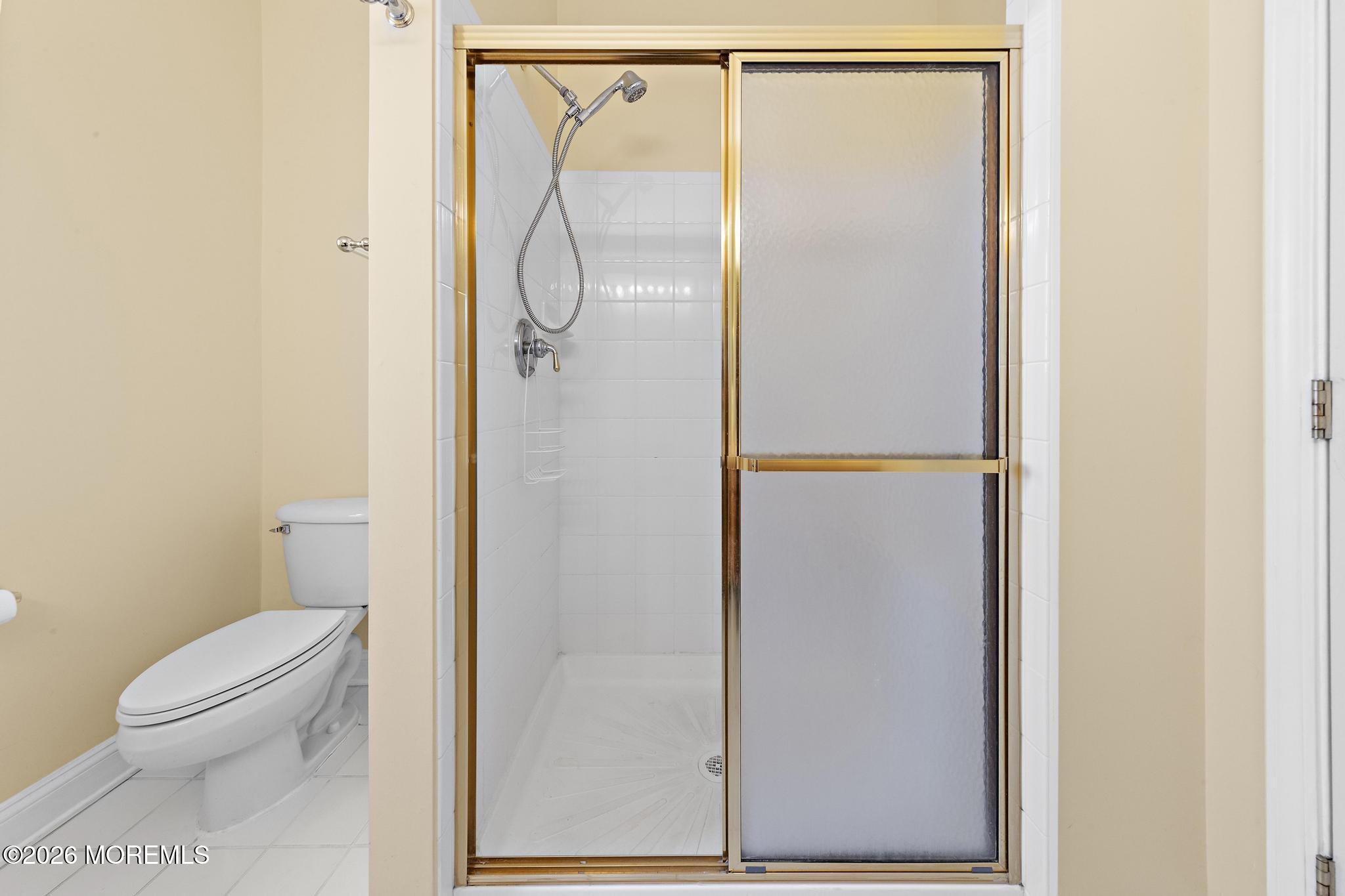 407 Golf View Drive Little Egg Harbor, NJ 08087 - Photo 33 of 58 a bathroom with a granite countertop shower and a toilet
