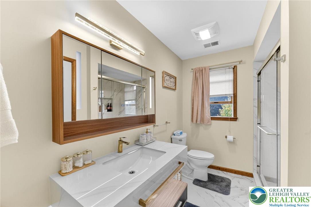 3746 Apple Road Orefield, PA 18069 - Photo 27 of 40 a bathroom with a sink a toilet and a mirror