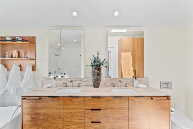 an aerial view of residential building and city