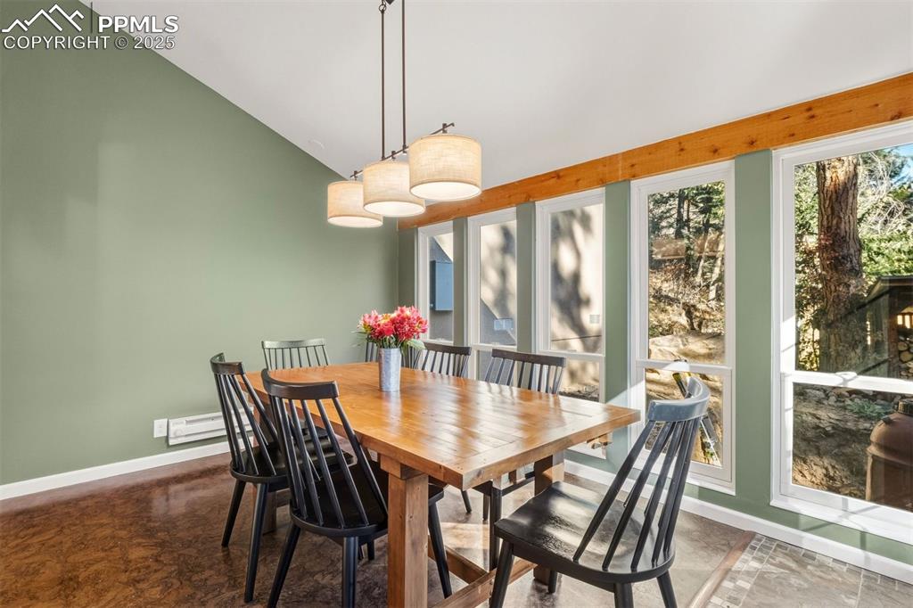 1144 Rock Creek Canyon Road, Unit A Colorado Springs, CO 80926 - Photo 13 of 50 a view of a dining room with furniture window and outside view