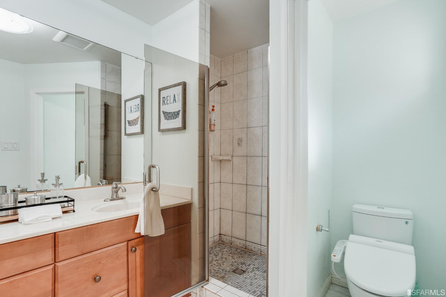 474 Oak Avenue San Bruno, CA 94066 - Photo 40 of 51 a bathroom with a sink a toilet and shower