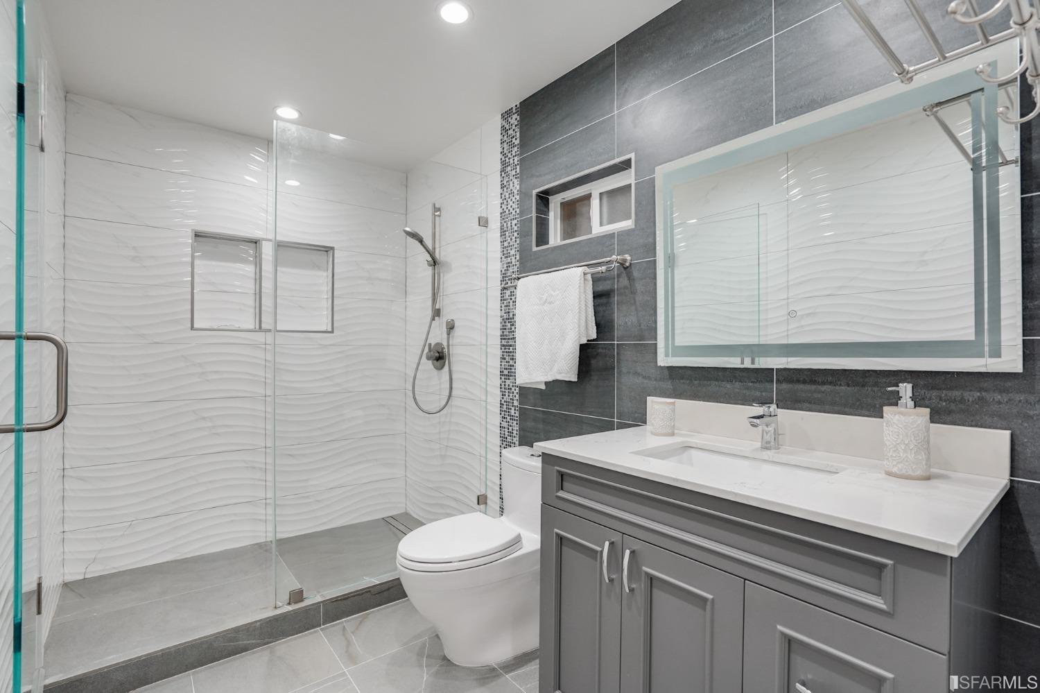 474 Oak Avenue San Bruno, CA 94066 - Photo 46 of 51 a bathroom with a sink a toilet and shower