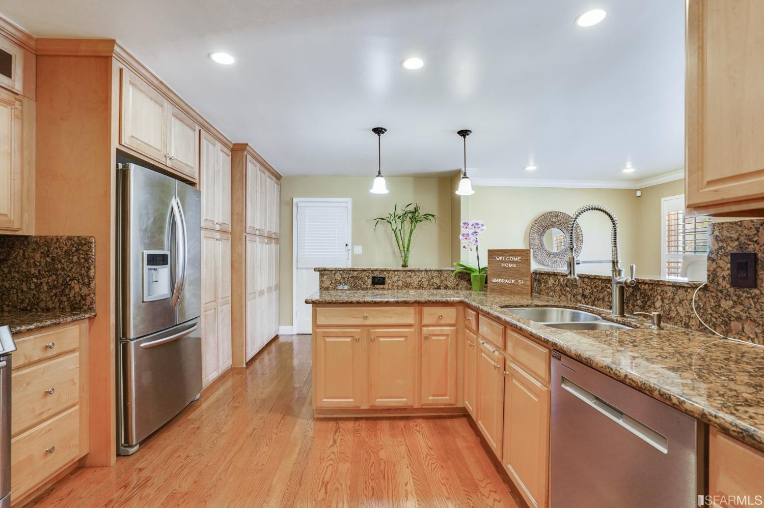 474 Oak Avenue San Bruno, CA 94066 - Photo 8 of 51 a kitchen with granite countertop a refrigerator stove and sink