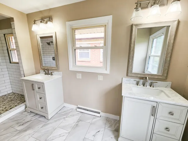 a backyard of a house with a deck and deck