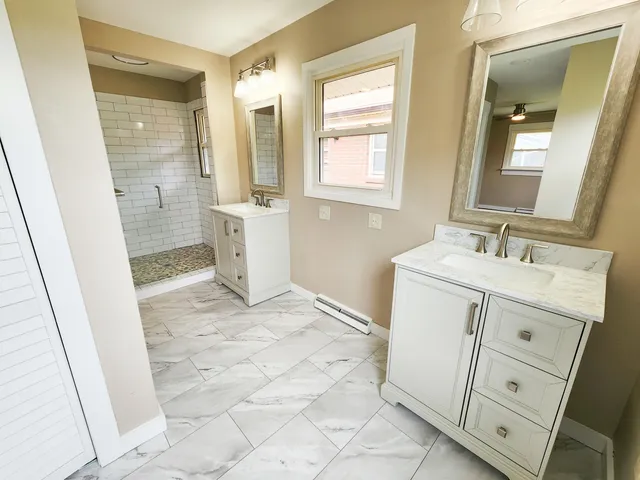 a view of empty room with garage and yard