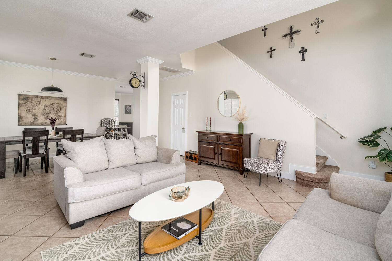 9301 Tea Rose Trail Austin, TX 78748 - Photo 7 of 36 Living area with light tile patterned floors and stairs