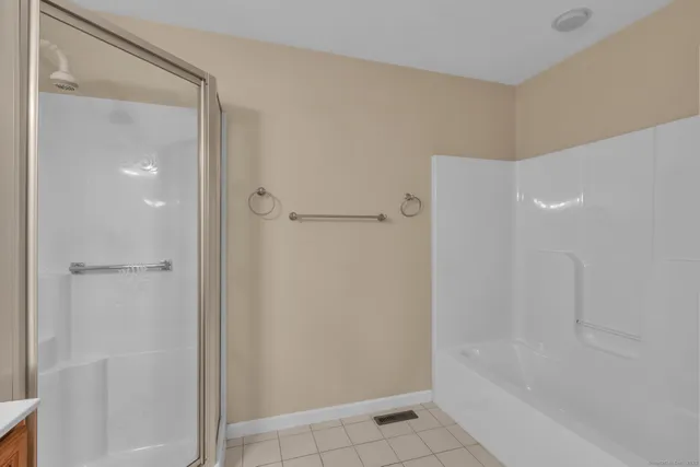 a bathroom with a bathtub