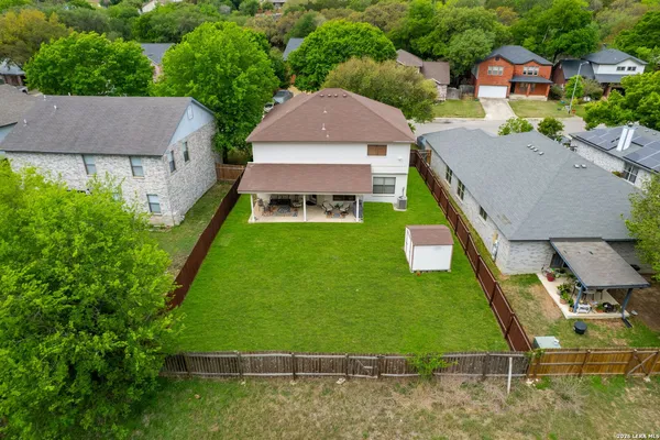 an aerial view of a house