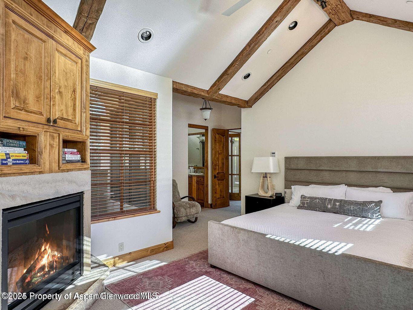 1540 Silver King Drive Aspen, CO 81611 - Photo 15 of 32 a bedroom with a bed and a fireplace