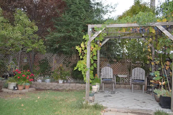 a view of street with sitting area
