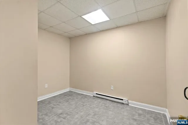 an empty room with a workbench