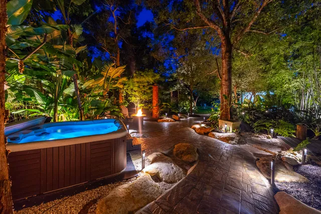 a backyard of a house with seating space