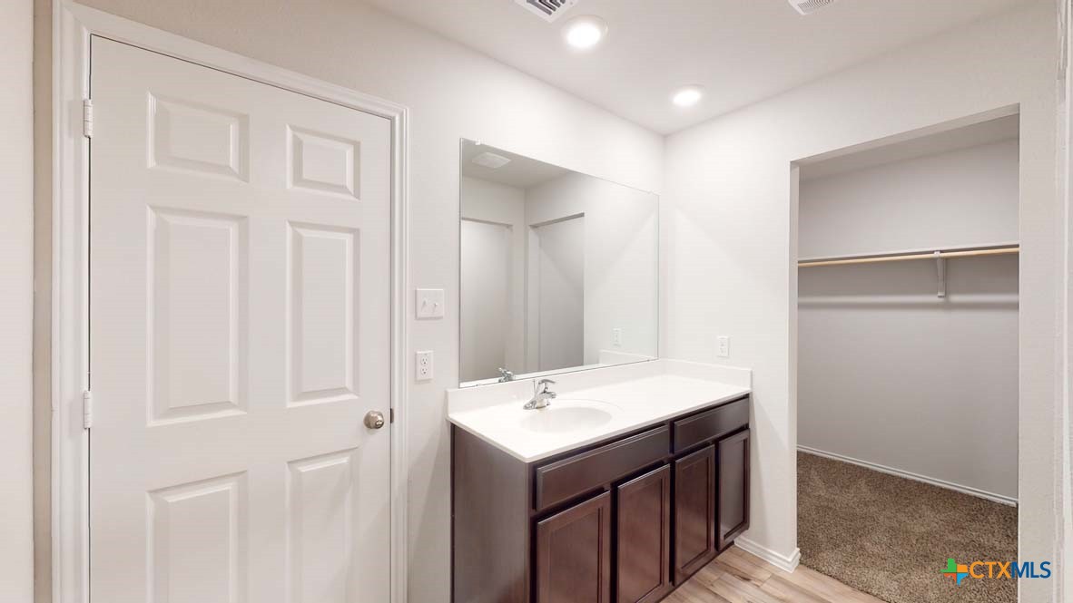 553 Hector Loop Georgetown, TX 78626 - Photo 13 of 21 a bathroom with a sink mirror and tub