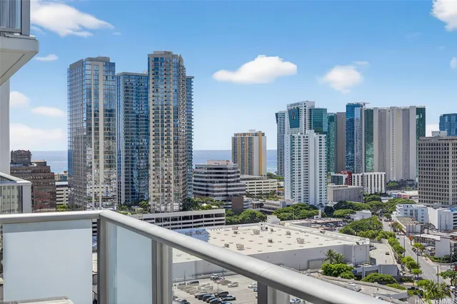 a view of city with tall buildings