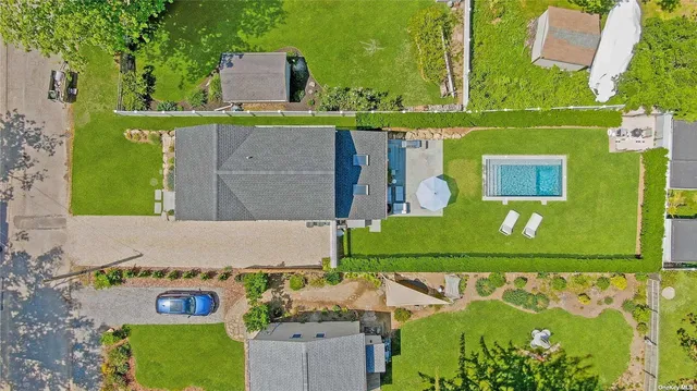 an aerial view of a house