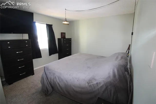 a bed room with a bed and a television