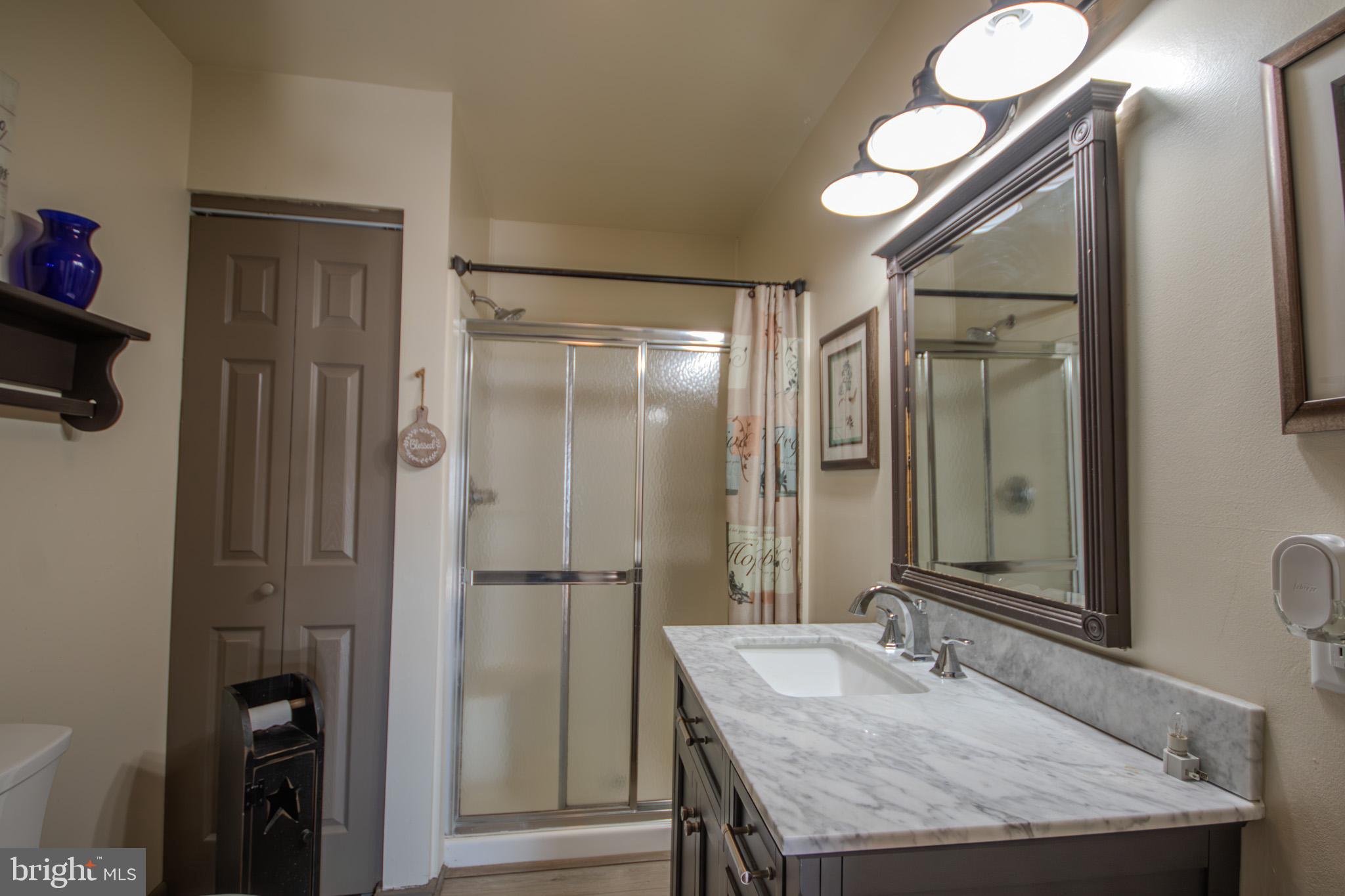 6761 Sharptown Road Laurel, DE 19956 - Photo 20 of 34 a bathroom with a granite countertop sink shower and a mirror