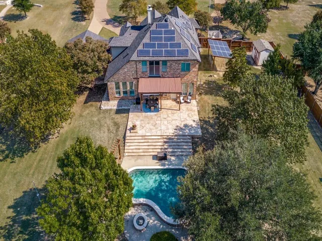 an aerial view of a house
