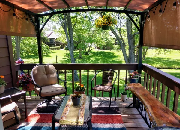 a backyard of a house with lots of green space