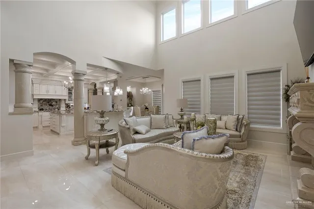 a living room with furniture