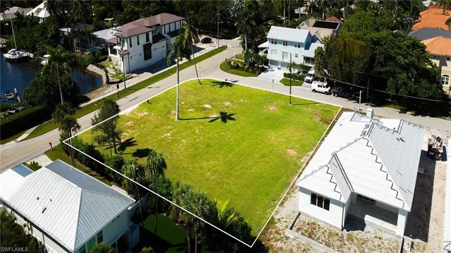 an aerial view of a swimming pool