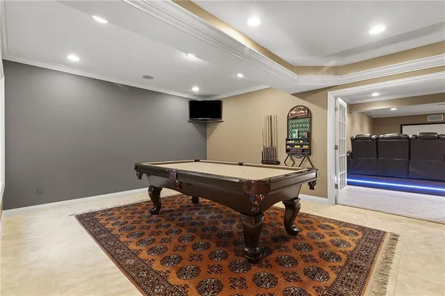 a room with pool table