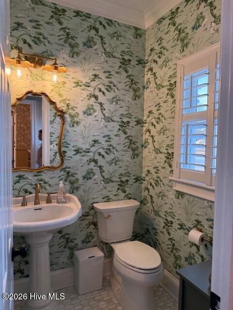 2707 East Fairway Road Morehead City, NC 28557 - Photo 19 of 59 Powder room with designer wallpaper