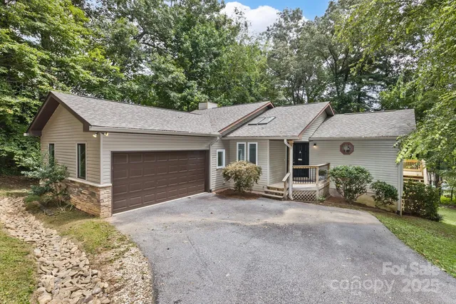 front view of a house with a patio