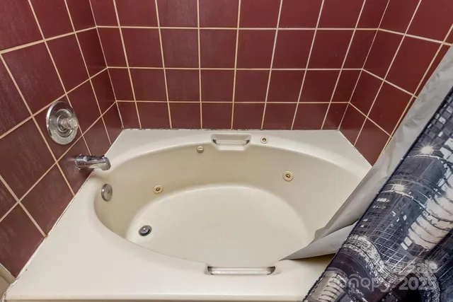 a bathroom with a bathtub