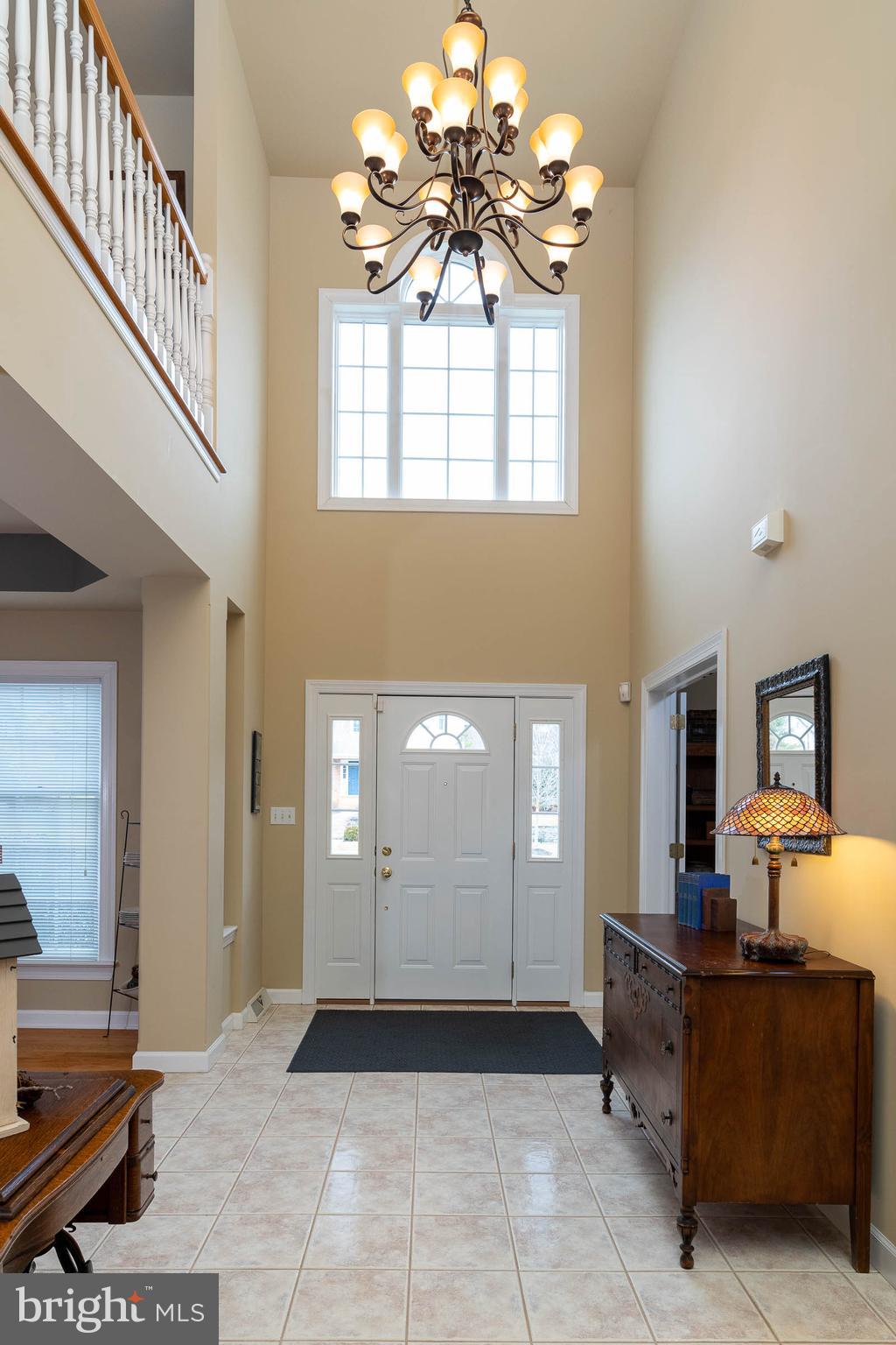 Beautiful foyer with tile flooring
