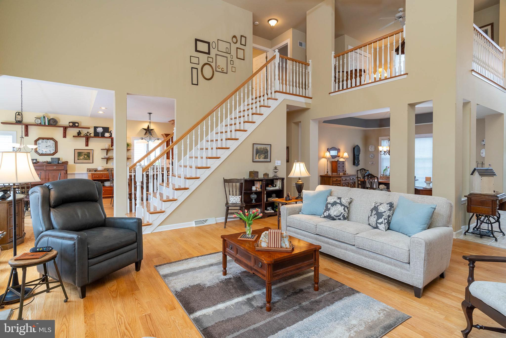 Great room has open staircase