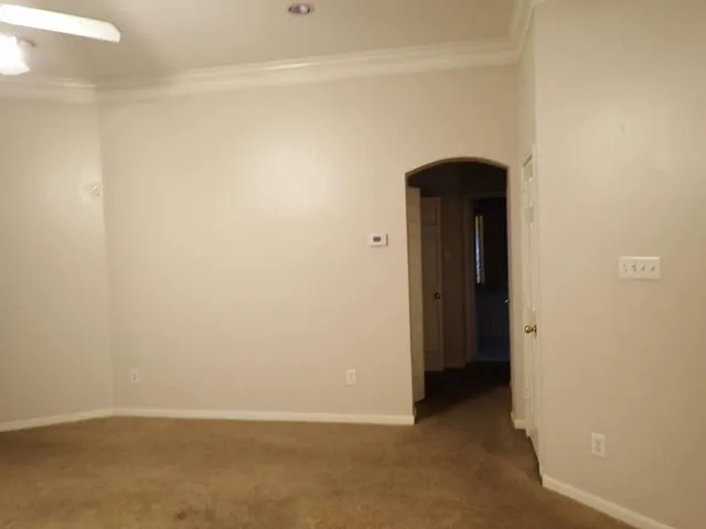 an empty room with a door
