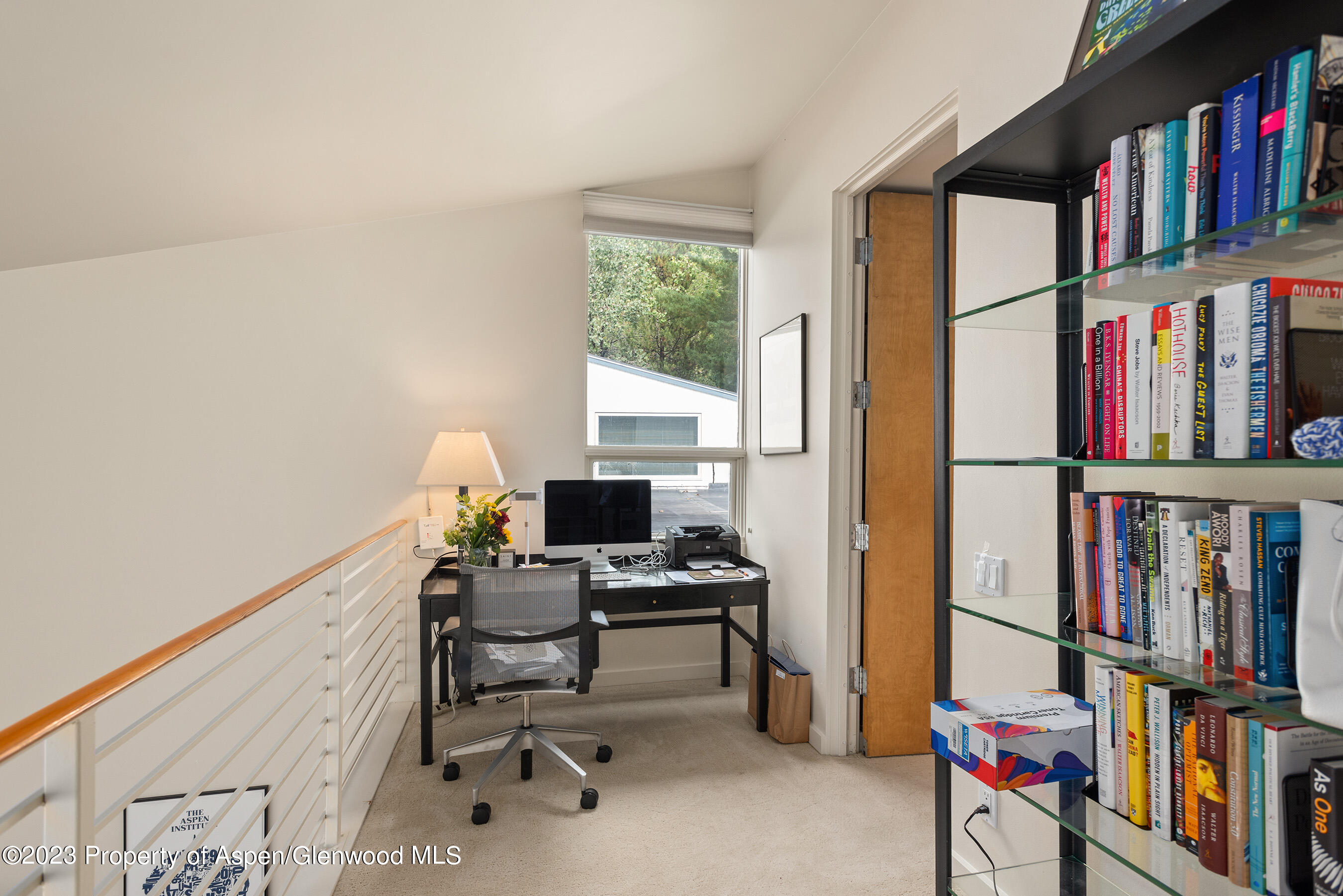 81 Meadows Trustee Road Aspen, CO 81611 - Photo 23 of 26 a view of a workspace with furniture and a book shelf