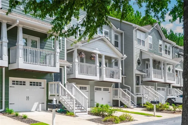 a front view of a building with street view