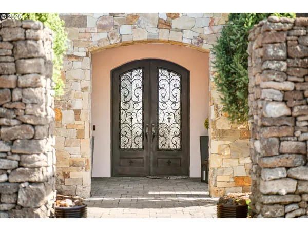a view of front door with furniture