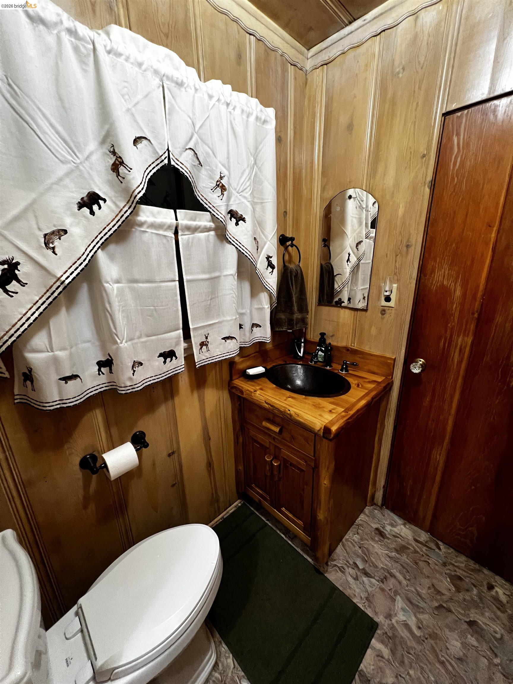 39 Cow Creek Road Pinecrest, CA 95364 - Photo 30 of 44 a bathroom with a sink mirror vanity and toilet