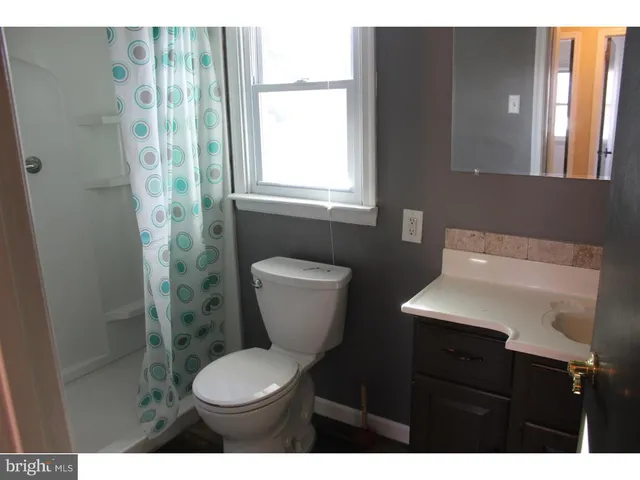 a bathroom with a sink a toilet a mirror and shower